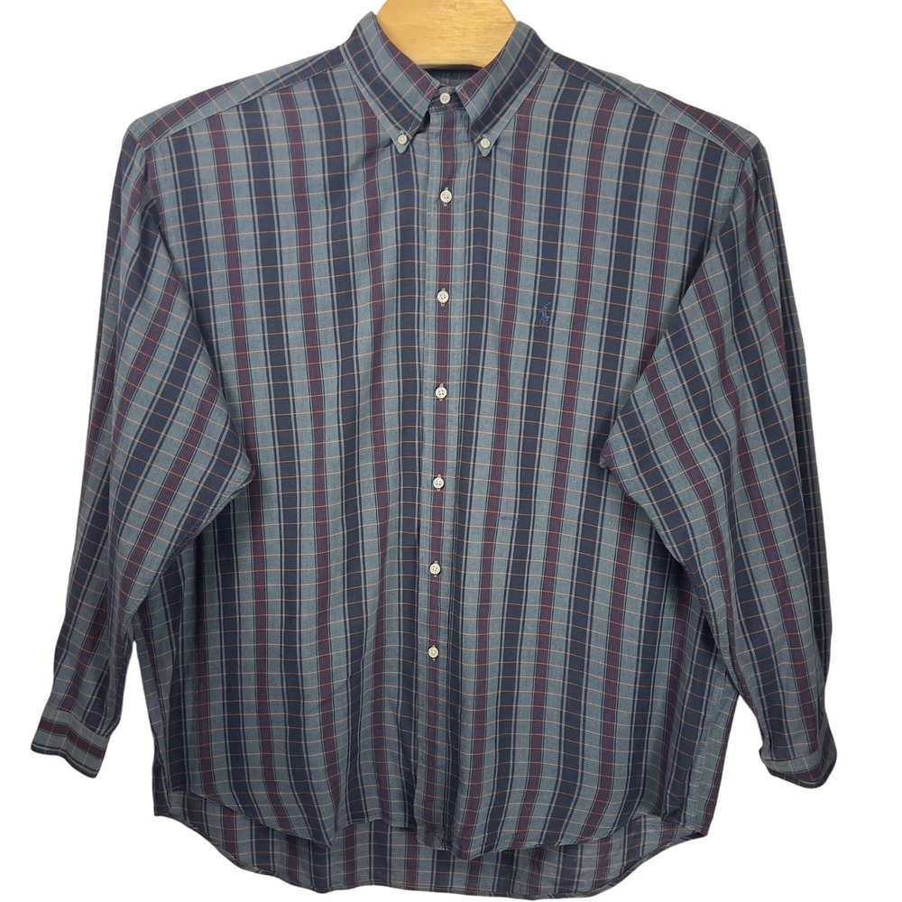Ralph Lauren Blaire‎ Button Down Burgundy/Navy Men's Size XL Shirt Work Casual